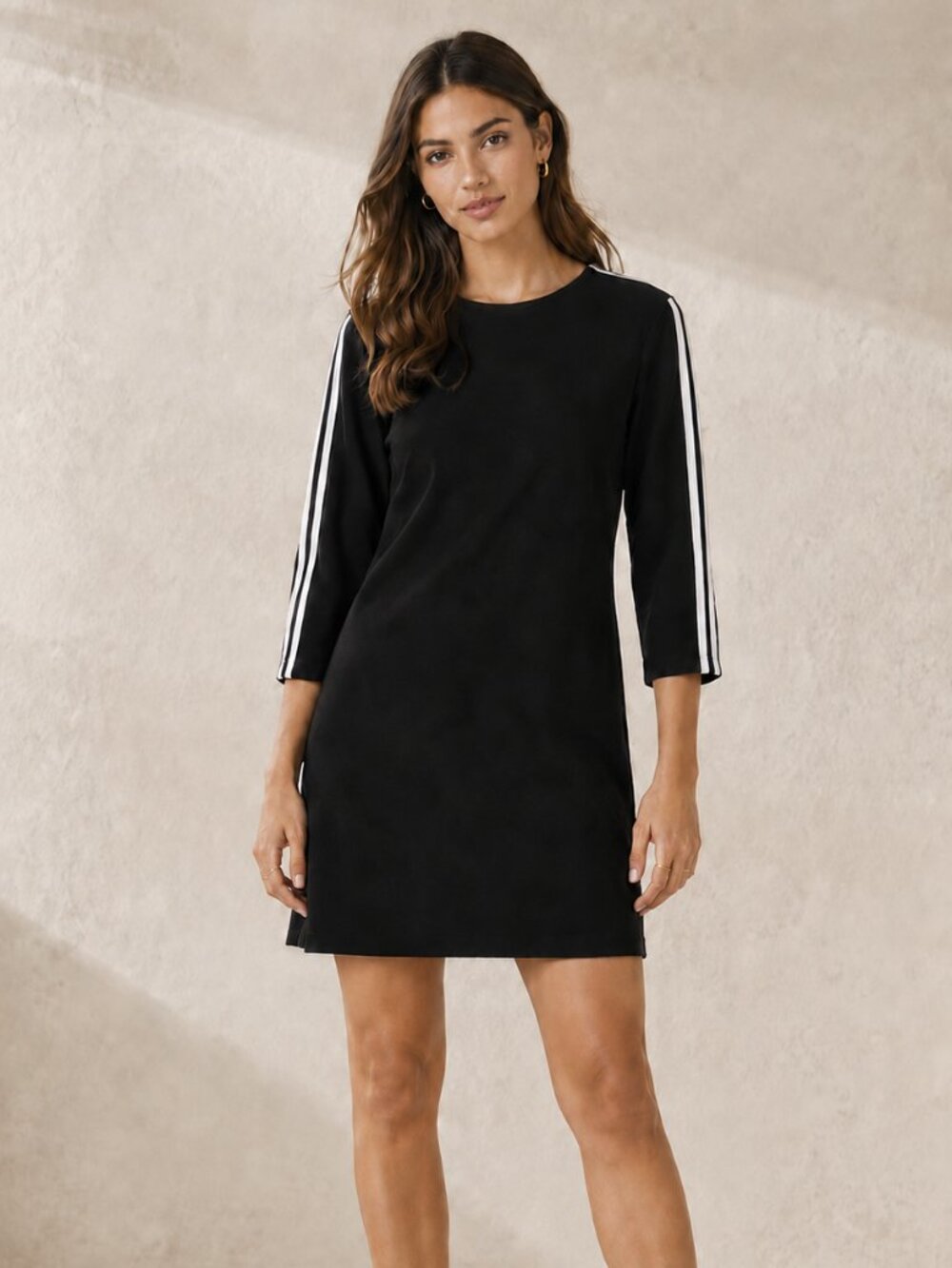 BANANA REPUBLIC ADIDAS INSPO ATHLETIC STRIPE SHIFT DRESS  | BLACK | NEW | SZ 6